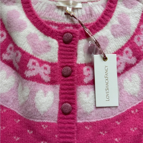 Love Shack Fancy Dimples Sweetheart Pink Women's Sweater Sz M - Picture 6 of 6